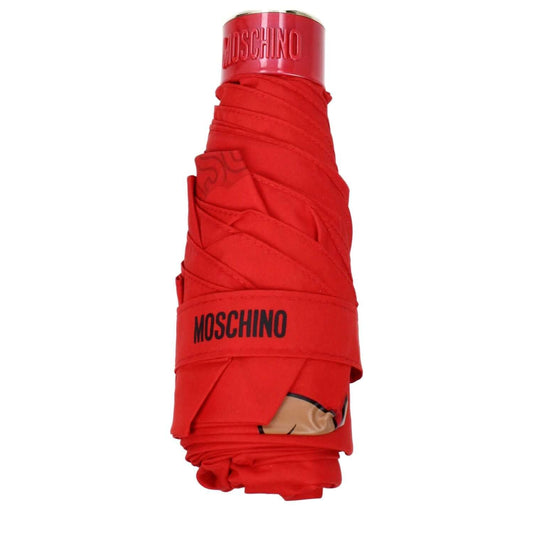 Moschino Red Polyester Umbrella with logo, bright red color, casual style, clip closure, model MPN 8351SUPERMINIC.