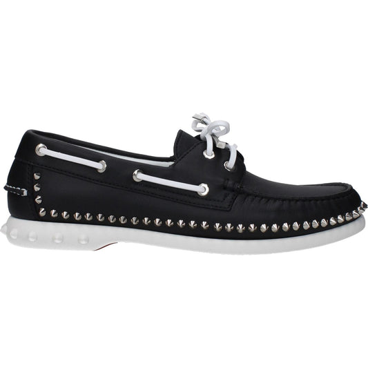 Christian Louboutin Black Leather Slip-On Loafers