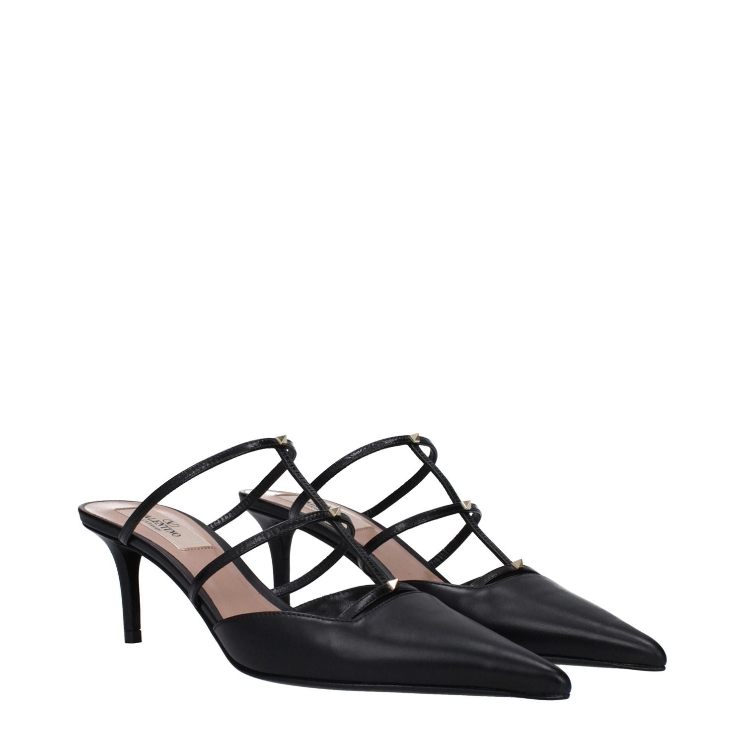 Valentino Garavani Black Leather Flat Sandals