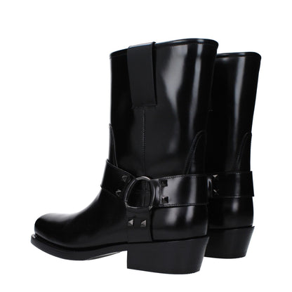 Valentino Garavani Black Leather Ankle Boots