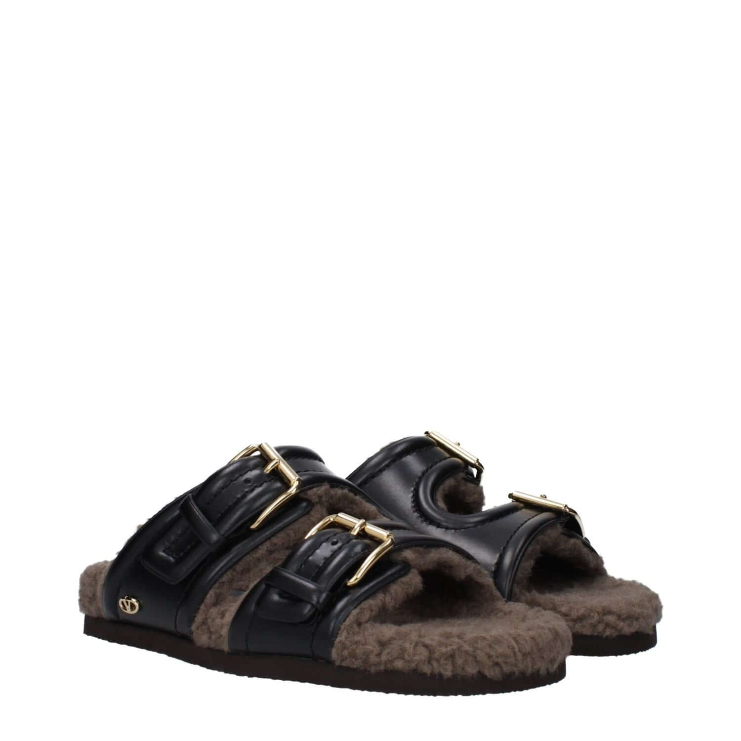 Valentino Garavani Black Leather Slippers