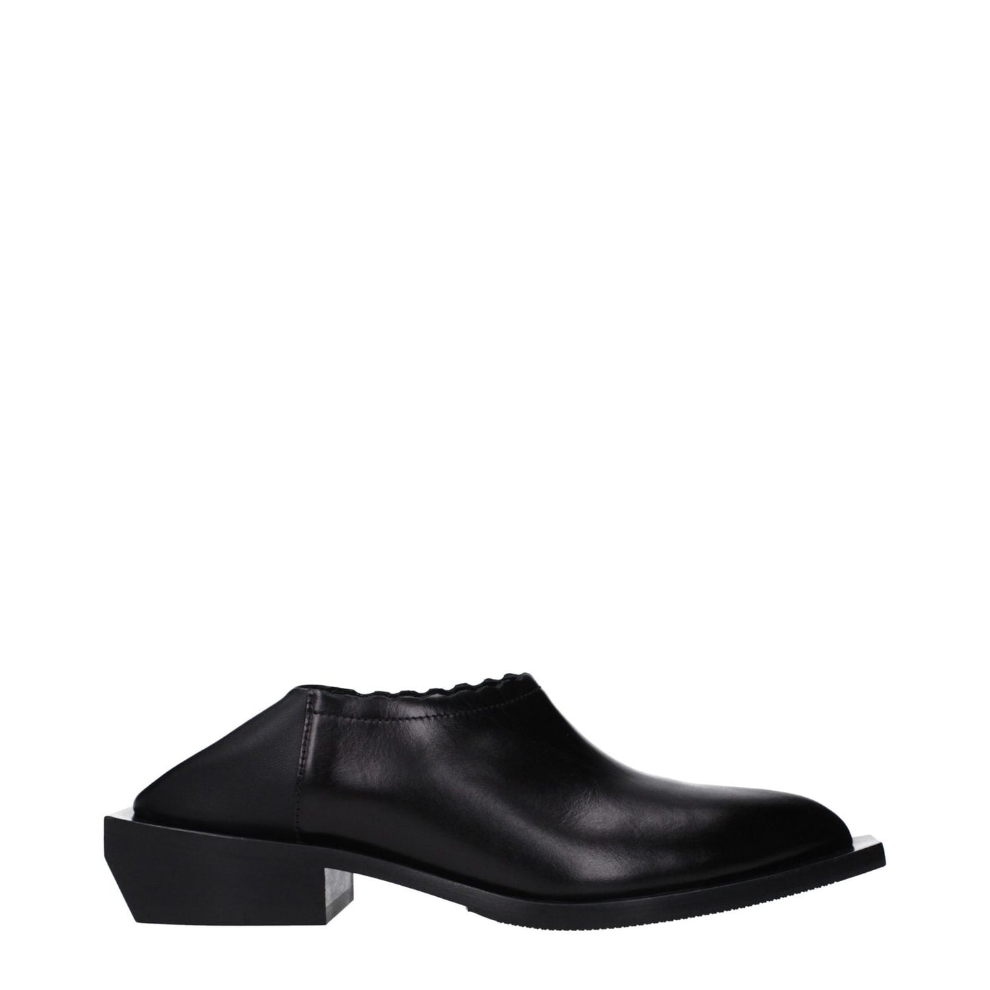 Moschino Black Leather Mules