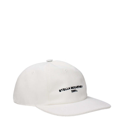 Stella McCartney White Cotton Cap (Baseball Hat) with front logo, strap closure, 99% cotton composition.