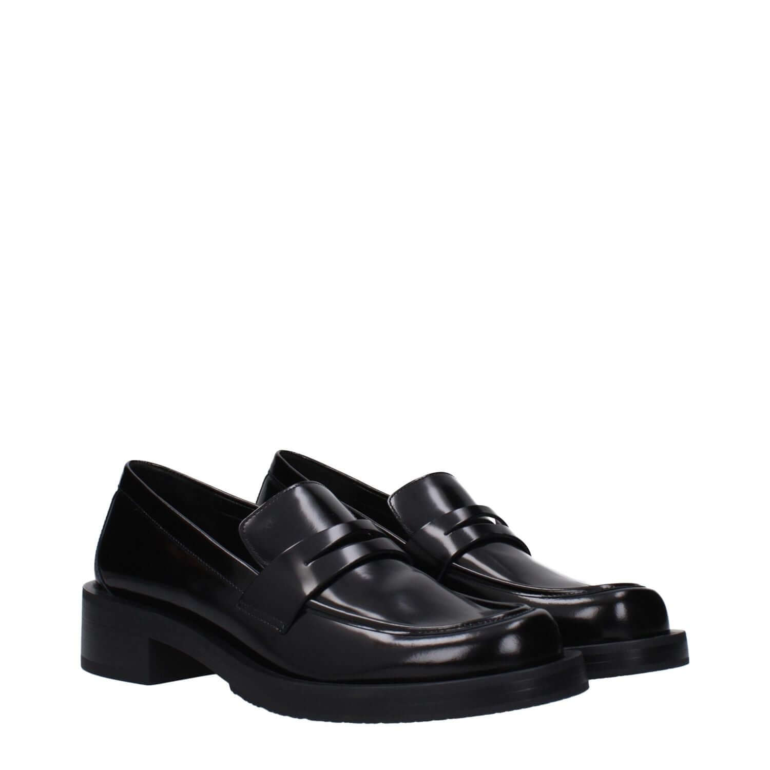 Stuart Weitzman Black Leather Slip-On Loafers