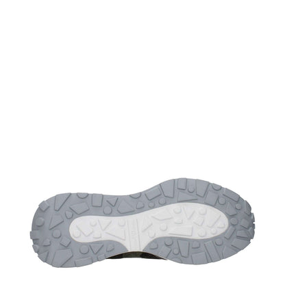 Sole view of Philippe Model Green Fabric Chunky Sneakers with grey tread design.