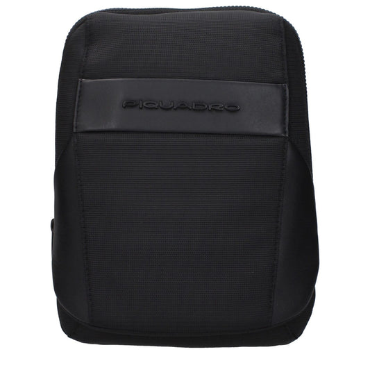 Piquadro Black Fabric Crossbody Bag