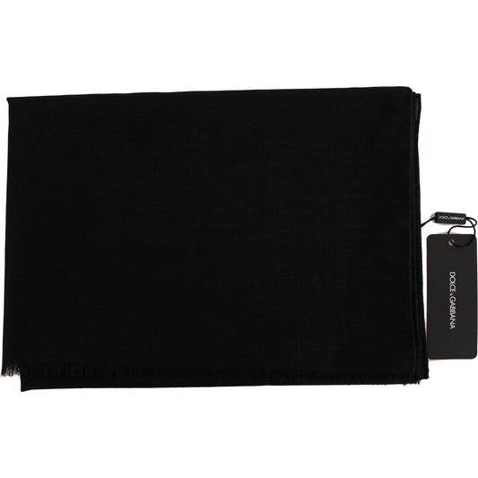 Dolce & Gabbana Elegant Black Wool Blend Scarf Dolce & Gabbana Black