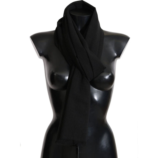 Dolce & Gabbana Elegant Black Wool Blend Scarf Dolce & Gabbana Black