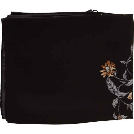 Dolce & Gabbana Elegant Silk Scarf Wrap in Luxe Brown Silk Wrap Shawls Dolce & Gabbana Black