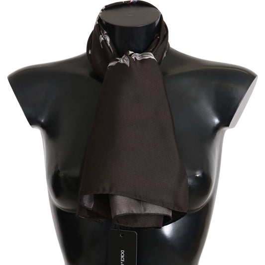 Dolce & Gabbana Elegant Silk Scarf Wrap in Luxe Brown Silk Wrap Shawls Dolce & Gabbana Dark Slate Gray