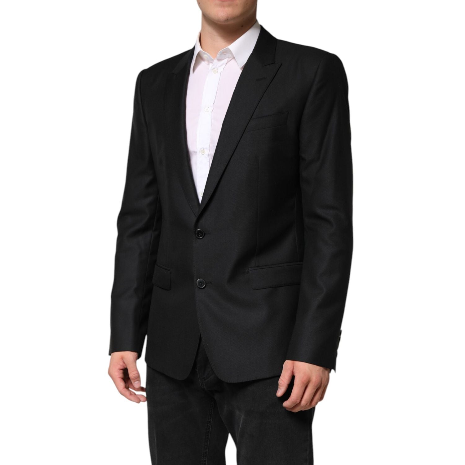 Dolce & Gabbana Black Wool Single Breasted Jacket Blazer