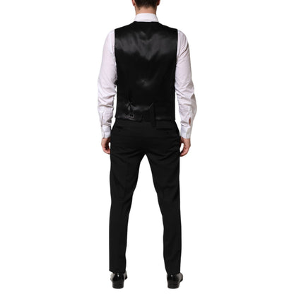 Dolce & Gabbana Black Wool 3 Piece Single Breasted Suit