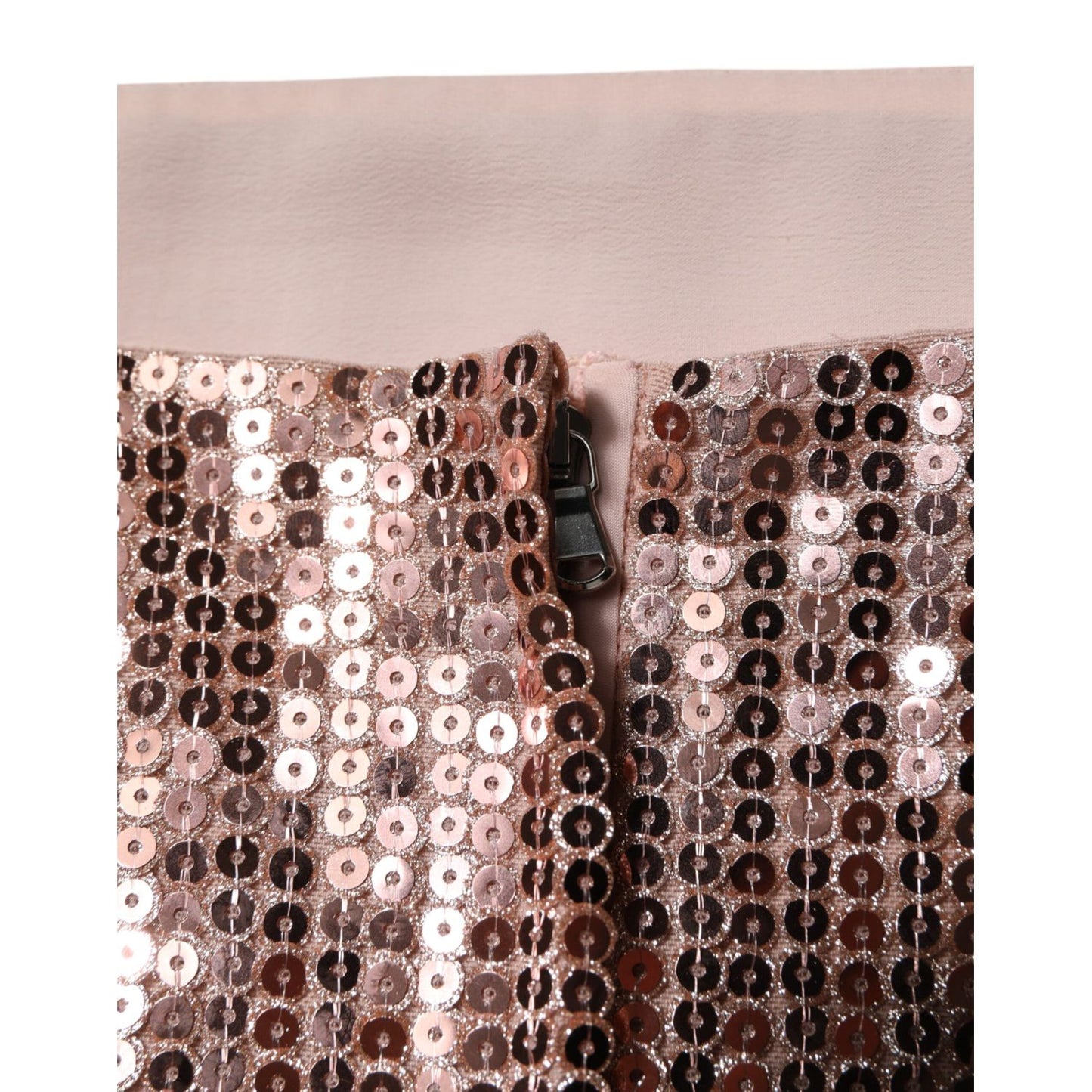 Dolce & Gabbana Pink Sequined Nylon Sleeveless Cropped Top