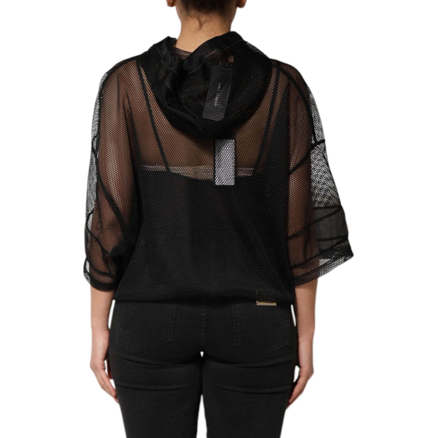 Dolce & Gabbana Black See Through Hooded Pullover Sweater