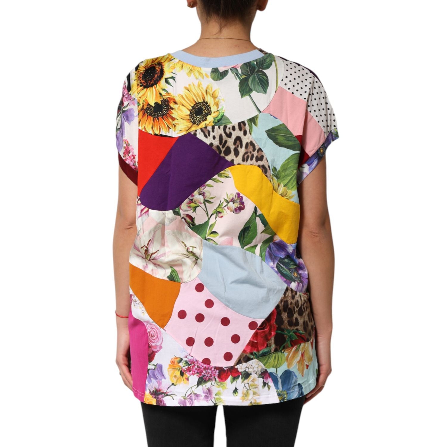 Dolce & Gabbana Multicolor Patchwork Cotton Silk Blouse Top