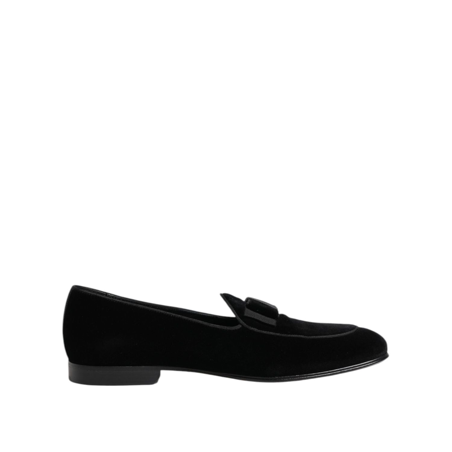Dolce & Gabbana Black Velvet Loafers Formal Men Dress Shoes