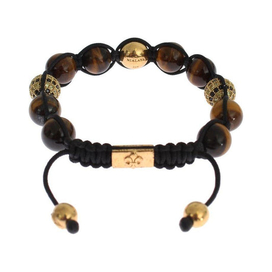 Nialaya Chic Multicolor CZ & Tigers Eye Bracelet Bracelet Nialaya Dark Slate Gray