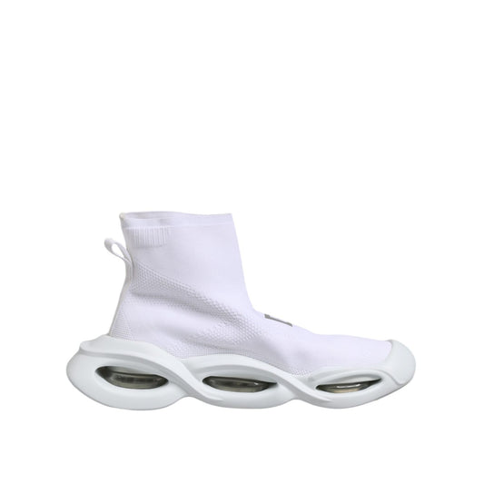 Dolce & Gabbana White Silver Slip On Wave Socks Sneakers Shoes