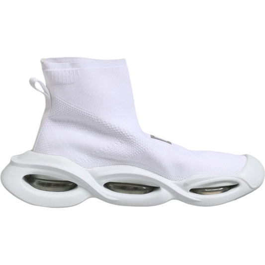 Dolce & Gabbana White Silver Slip On Wave Socks Sneakers Shoes
