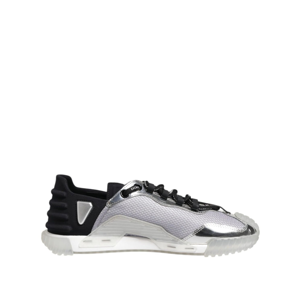 Dolce & Gabbana Silver Black Nylon NS1 Low Top Men Sneakers Shoes