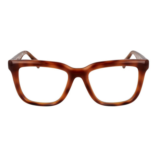 Guess Brown Unisex Glasses Frame, full-rim, plastic, rectangular style with demo lenses, size 52-19-145, includes branded case.