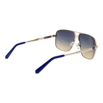 Guess Silver Metal Sunglasses with blue gradient lenses and full-rim metal frame, designed for men, shown with branded case included.