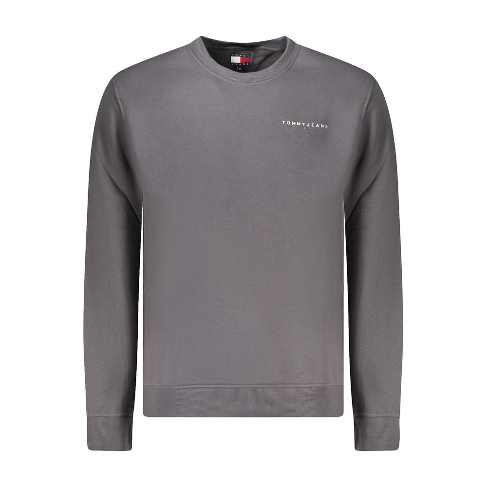 Tommy Hilfiger Gray Cotton Men Sweater with embroidered logo, sustainable blend of cotton and polyester, perfect for modern casual wear.