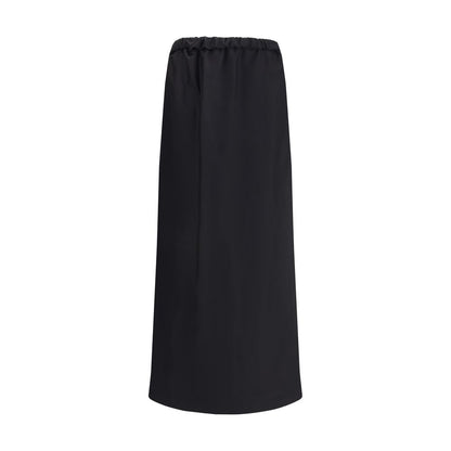 The Row Black Cotton Midi Skirt