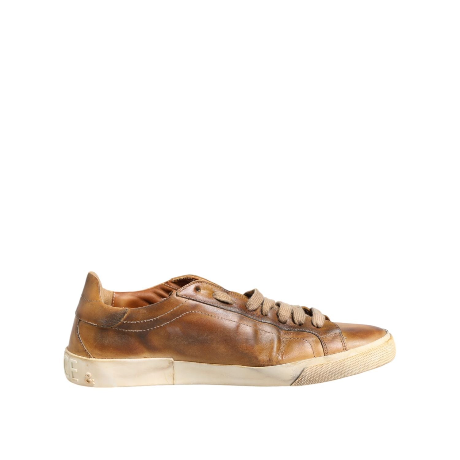 Dolce & Gabbana Brown Leather Low Top Men Sneakers Shoes