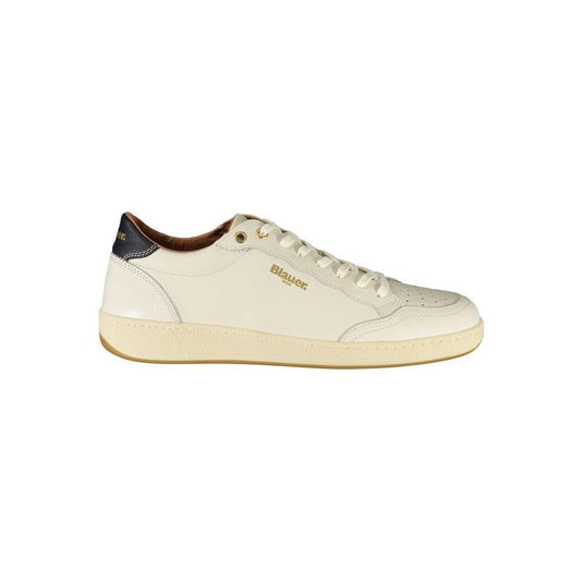 Blauer White Leather Men Sneaker