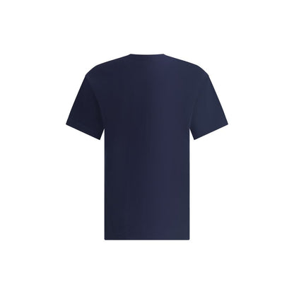 Givenchy Blue Cotton T-Shirt with angled logo design and ribbed crew neck, perfect for contemporary style and comfort in AW25 season.