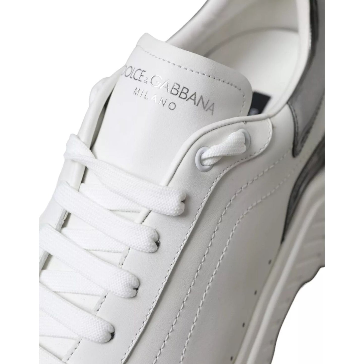 Dolce & Gabbana White Silver Leather Sport DAYMASTER Sneakers