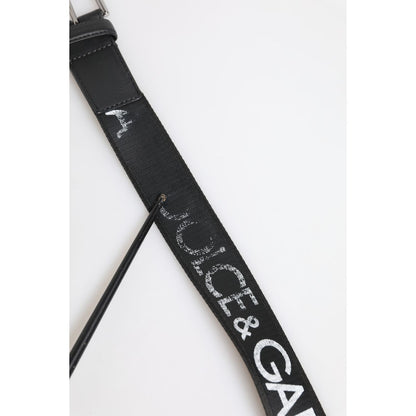 Dolce & Gabbana Black Polyester Leather Metal Buckle Belt