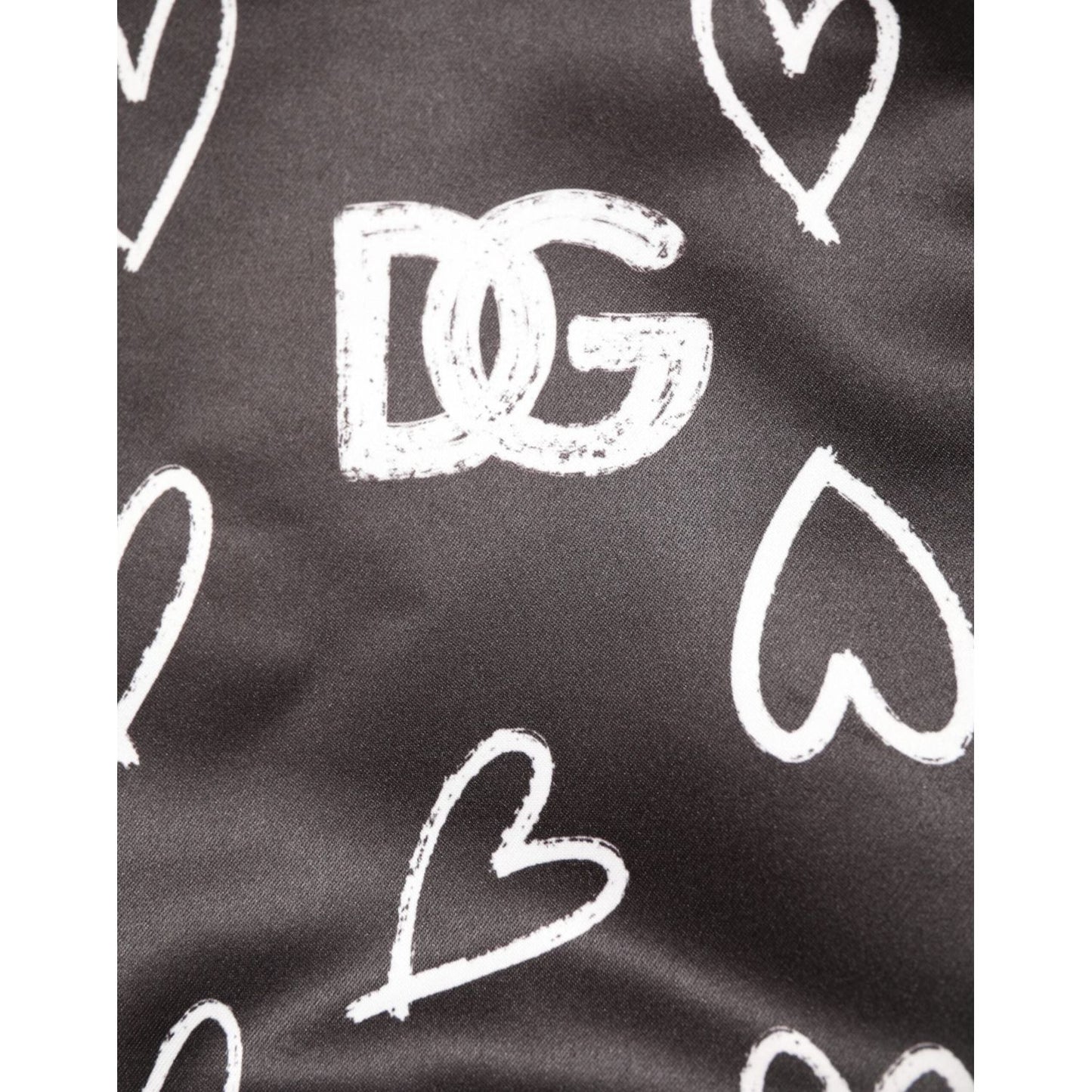 Dolce & Gabbana Black Polyester Heart Print Bomber Jacket JKT41523-44