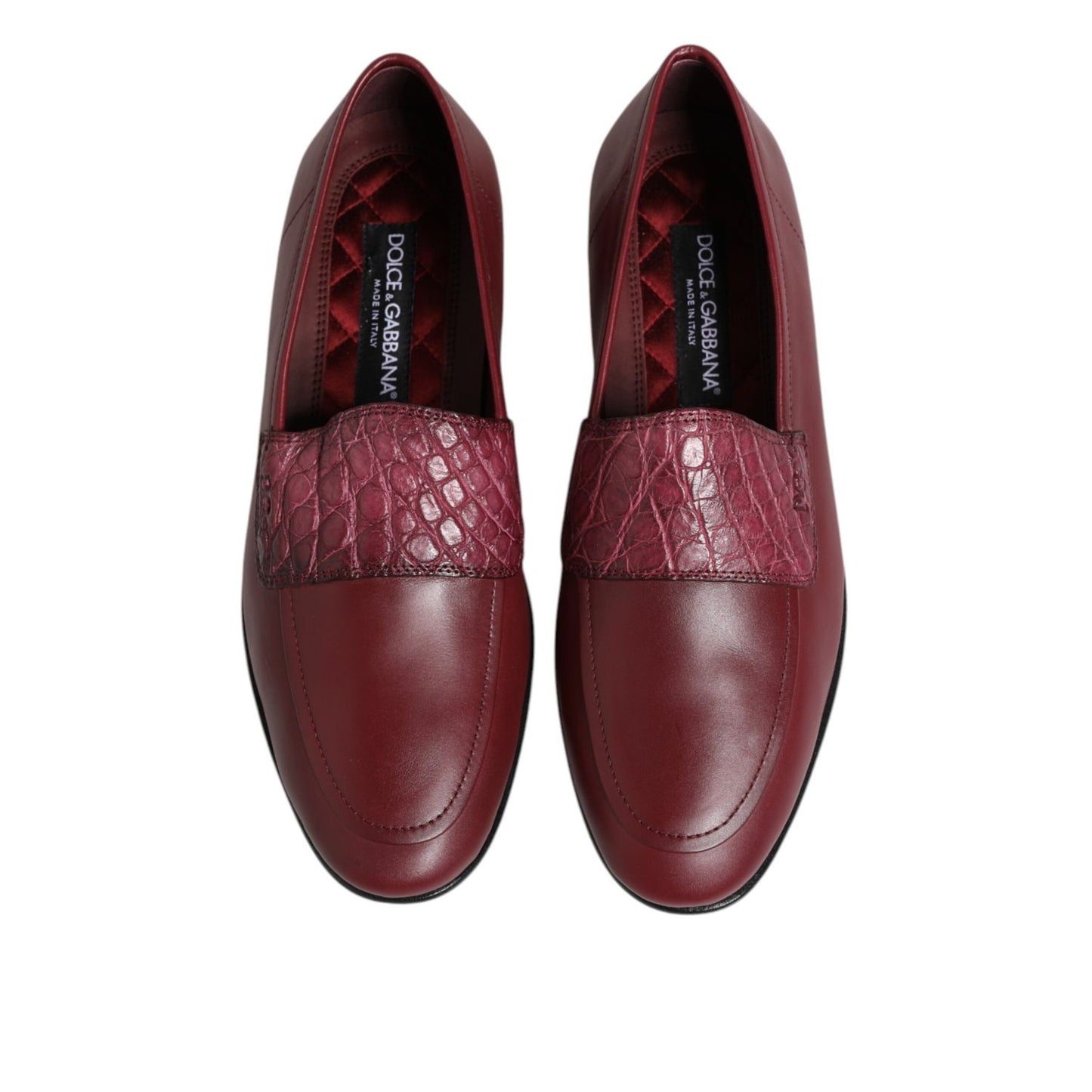 Dolce & Gabbana Burgundy Leather Formal Slip On Shoes