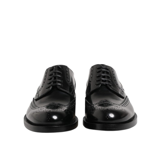 Dolce & Gabbana Black Leather Derby Wingtip Formal Shoes MV7523-40