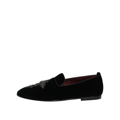 Dolce & Gabbana Black Suede Cross Slip On Loafers Dress Shoes