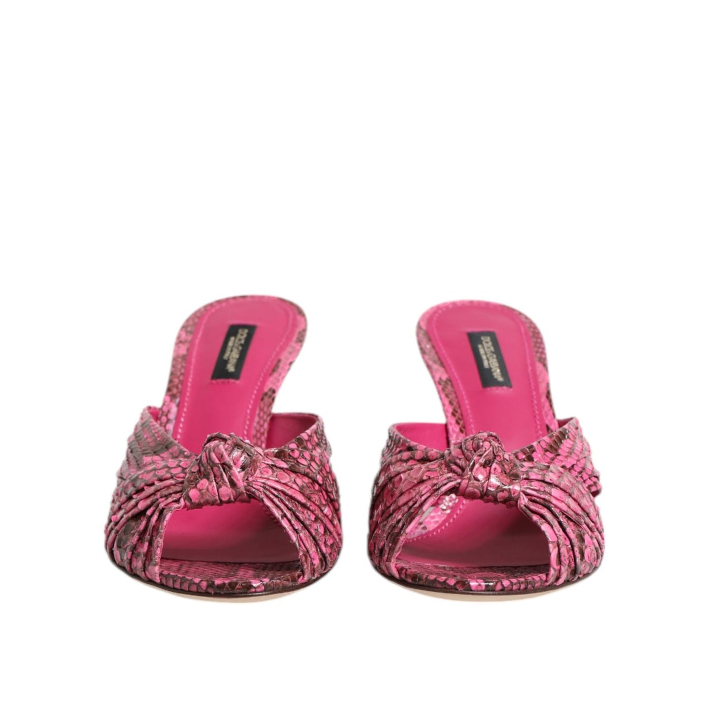 Dolce & Gabbana Pink Leather Heels Slides Sandals Shoes