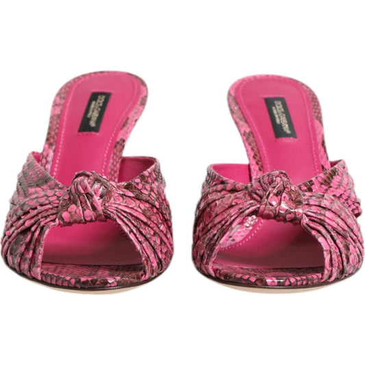 Dolce & Gabbana Pink Leather Heels Slides Sandals Shoes LA11470-36