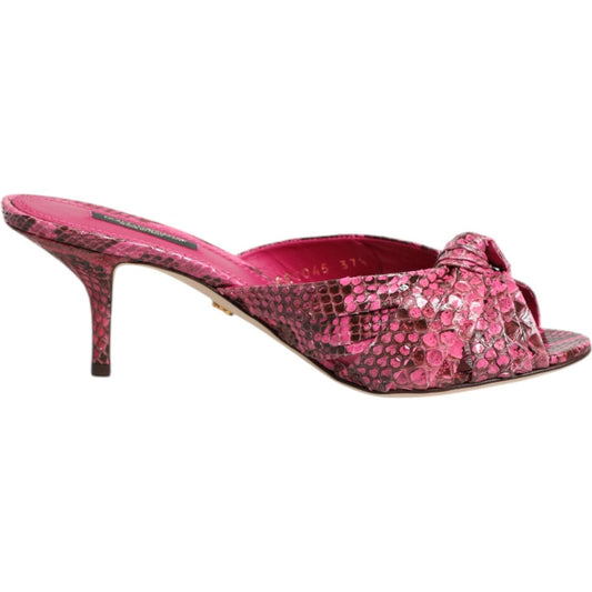 Dolce & Gabbana Pink Leather Heels Slides Sandals Shoes LA11470-36