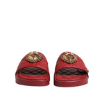 Dolce & Gabbana Red Devotion Matelassé Leather Slides Shoes LA12784-35
