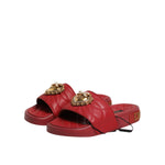 Dolce & Gabbana Red Devotion Matelassé Leather Slides Shoes LA12784-35