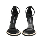 Dolce & Gabbana Black KEIRA Pearl Embellished Sandals Shoes