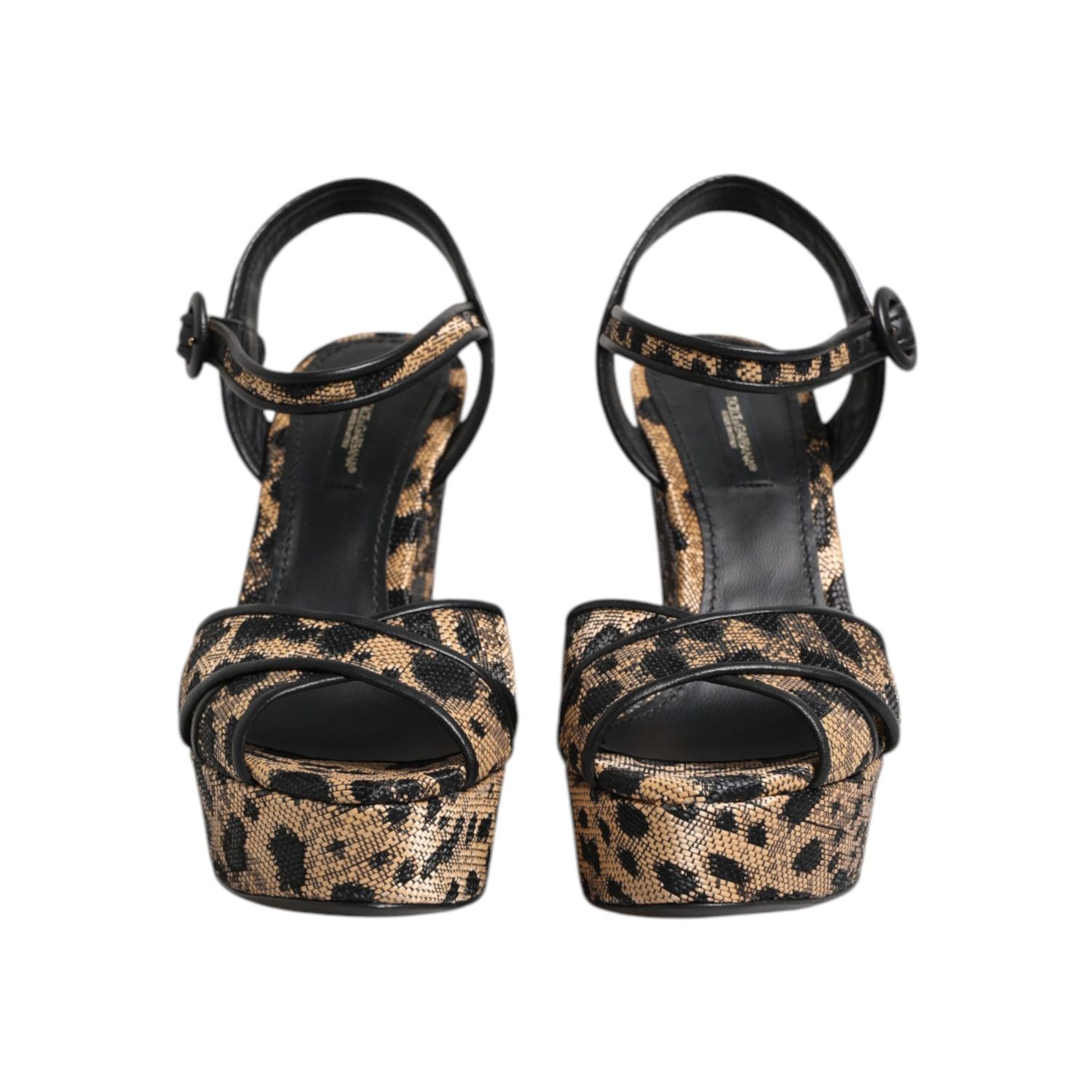 Dolce & Gabbana Brown Leopard Wedges Ankle Strap Sandals Shoes
