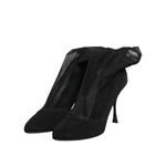 Dolce & Gabbana Black Silk Stretch Mesh Sock Boots Shoes