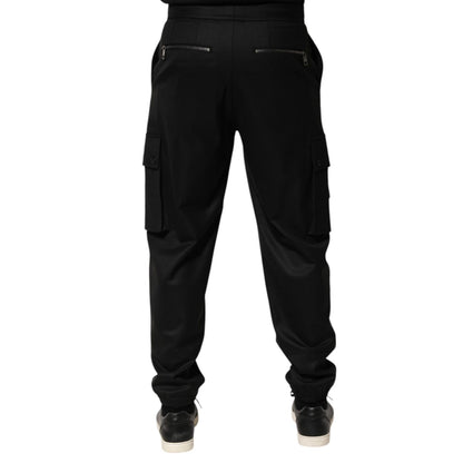 Dolce & Gabbana Solid Black Cargo Jogger Men Sweatpants Pants