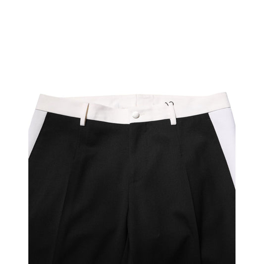 Dolce & Gabbana Black White Stripe Wool Men Trouser Pants