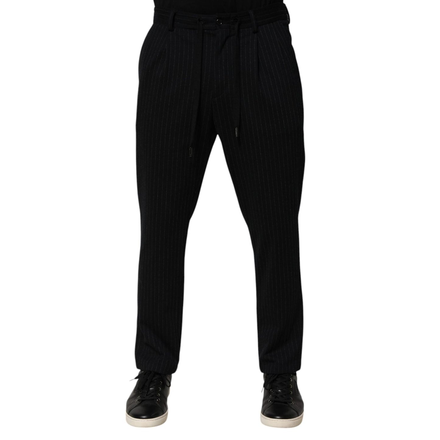 Dolce & Gabbana Black Stripes Viscose Skinny Dress Men Pants PAN76615-48