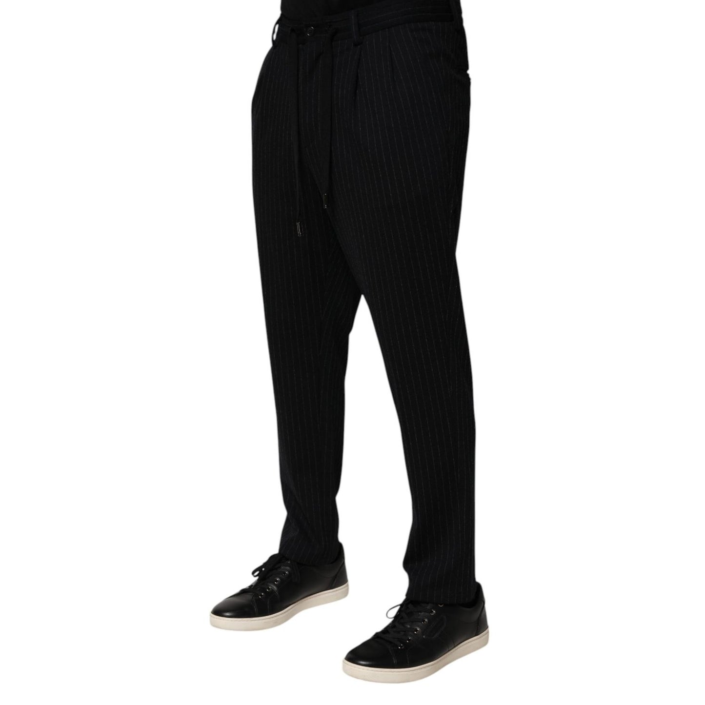 Dolce & Gabbana Black Stripes Viscose Skinny Dress Men Pants PAN76615-48