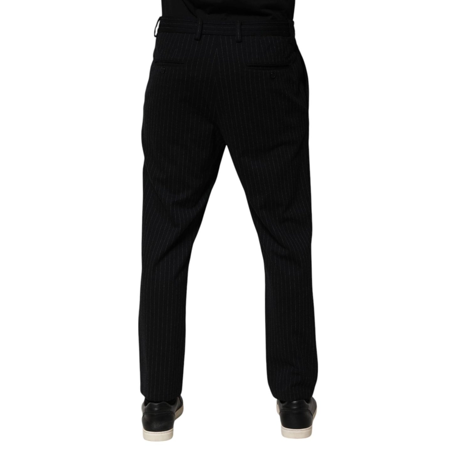 Dolce & Gabbana Black Stripes Viscose Skinny Dress Men Pants PAN76615-48